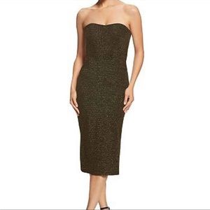 Dress The Population Claire Shimmer Strapless Midi Dress XS NWOT
